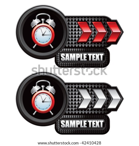 alarm clock red and white arrow nameplate banners