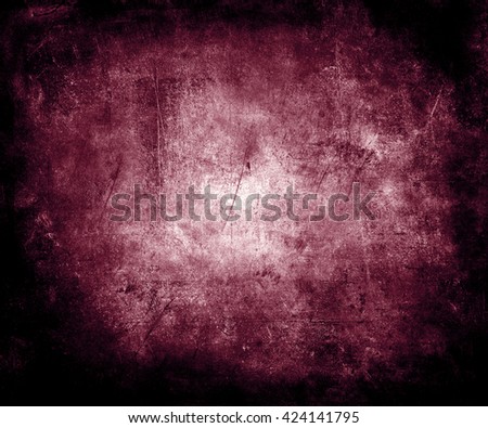 Beautiful purple abstract vintage grunge background with faded central area for your text or picture, scratched scary background with frame