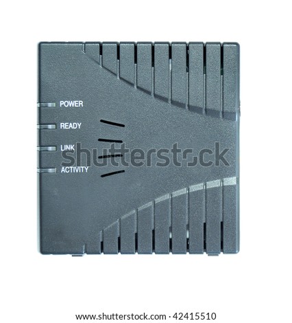 Square gray modem isolated on a white background.