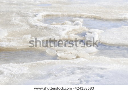 sea ice natural scenery in winter, closeup of photo