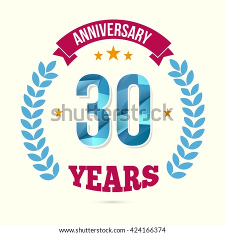 30 Years Anniversary with Low Poly Design and Laurel Ornaments
