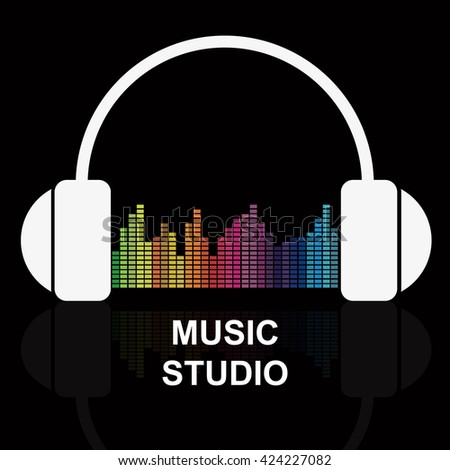 Vector of music symbol or icon, music headphones, music studio logo, music poster