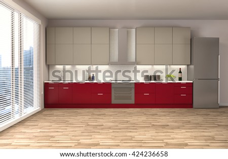 Kitchen interior. 3d illustration