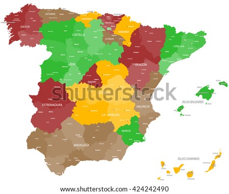 Large and detailed map of Spain Royalty-Free Stock Photo #424242490