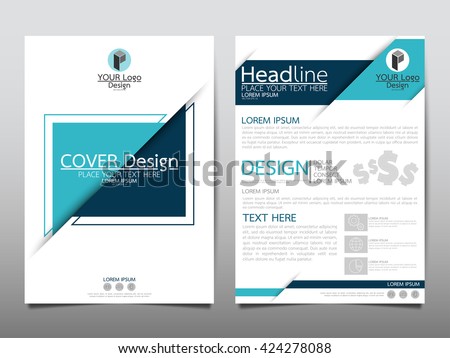 Blue triangle annual report brochure flyer design template vector, Leaflet cover presentation abstract geometric background, layout in A4 size Royalty-Free Stock Photo #424278088