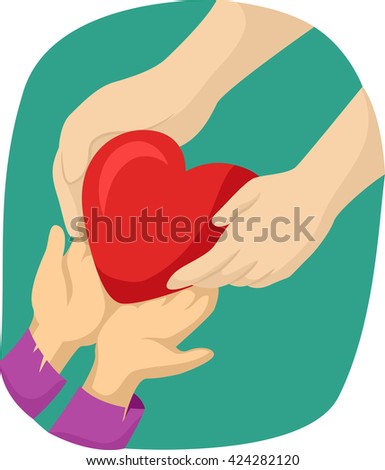 Illustration of an Adult Giving Their Heart to a Child