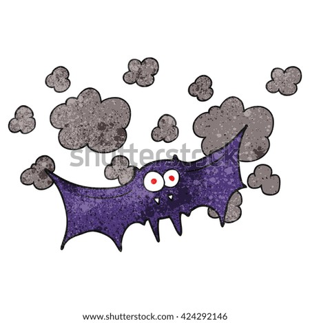freehand textured cartoon vampire bat
