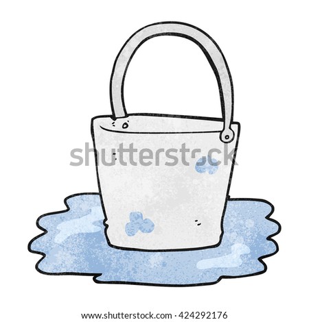 freehand textured cartoon water bucket