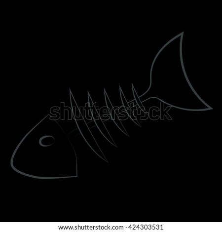 fish skeleton on a black background