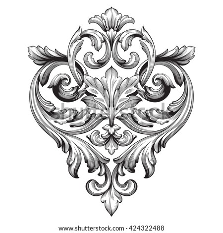 Vintage baroque ornament. Retro pattern antique style acanthus. Decorative design element filigree calligraphy vector.