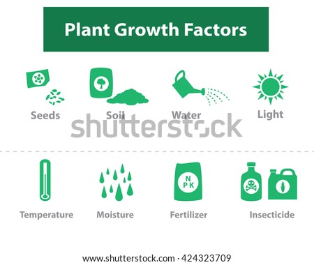 Set of Plant growth factor icons in monochrome