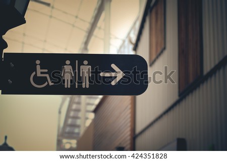 Sign for advertisement, restroom sign