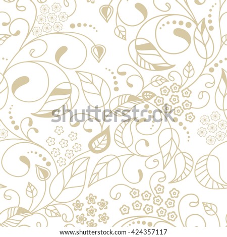 Vector flower pattern. Botanical seamless texture, wedding, scrapbook, surface textures, gift wrapping paper. Vector illustration.