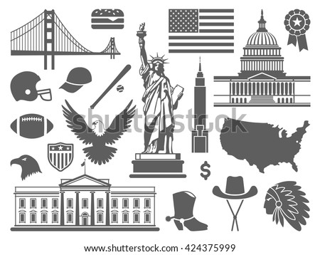 Traditional symbols of architecture and culture of the USA