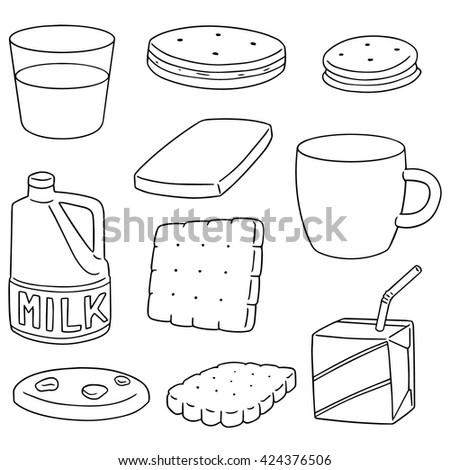 vector set of milk and biscuit
