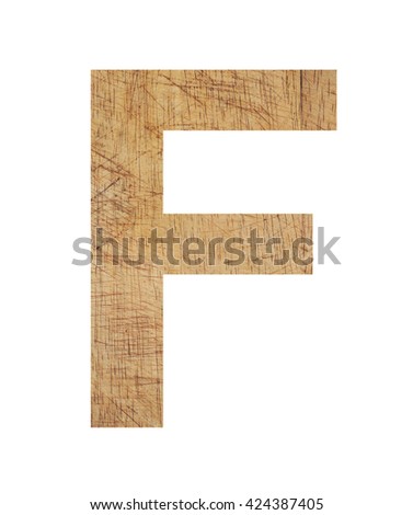 alphabet letter wood uppercase on white background