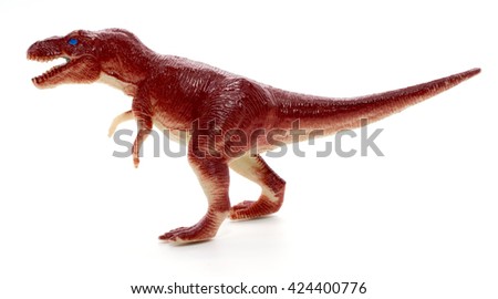 Tyrannosaurus dinosaur toy on white background