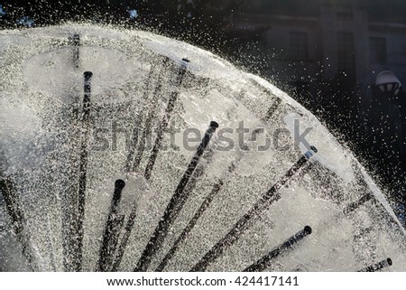 Close-up of spherical fountain on dark background 