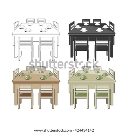 chairs & table variations-vector drawing