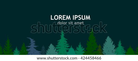 Silhouette of a forest of fir trees. Vector