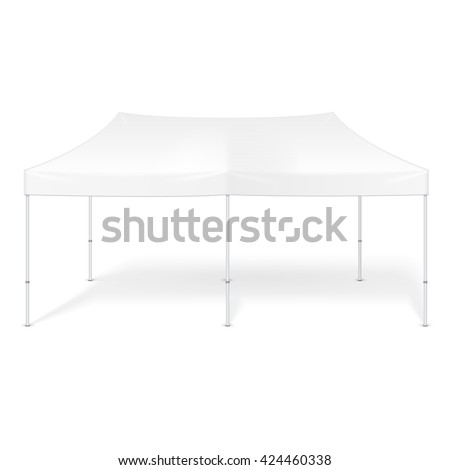 Promotional Advertising Outdoor Event Trade Show Pop-Up Tent Mobile Advertising Marquee. Mock Up, Template. Illustration Isolated On White Background. Ready For Your Design. Product Packing. Vector