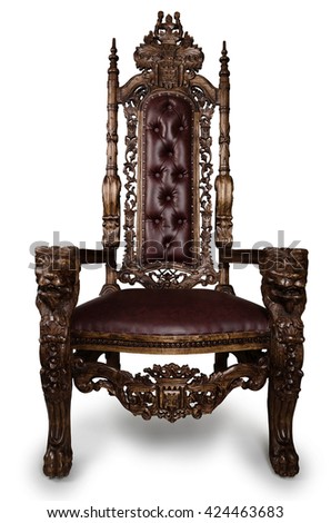 Vintage Throne Chair isolated on White Background
 Royalty-Free Stock Photo #424463683