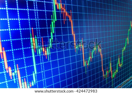 Stock market graph and bar chart price display. Stock trade live. Market trading screen. Finance background data graph. Stock diagram on the screen. World economics graph. 
