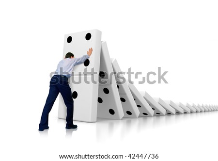Businessman withstands moving down Royalty-Free Stock Photo #42447736
