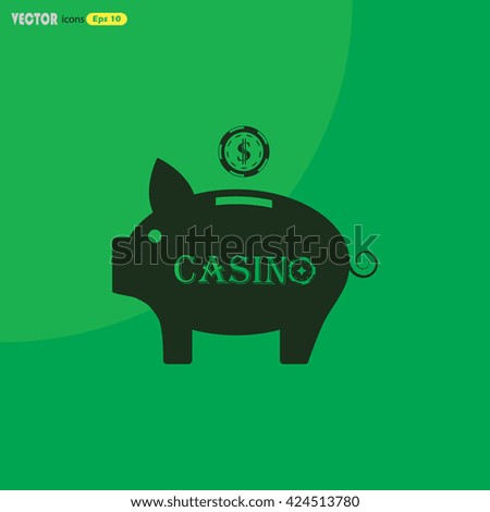 Casino Piggy bank with a chip vector icon