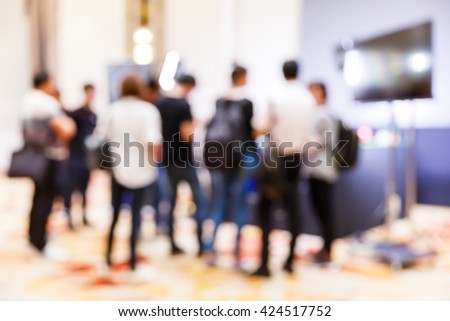 Abstract blur people in press conference meeting, new product 
launching, business event concept