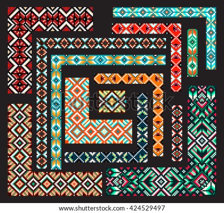 Patchwork fabric for creativity, patchwork corner, patchwork blanket. Trendy, ethnic seamless pattern, embroidery cross, squares, diamonds, chevrons. Beads, bracelet, ribbon, lace, bead weaving.