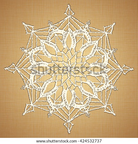 Circular floral pattern, crochet mandala. Vector illustration.