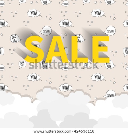 Sale and special offer pattern. 50% off,Wow, big sale, Super sale.Unique illustration for t-shirts, banners, flyers and other types of business design. Vector illustration.