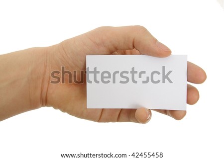 Hand holding blank business card with clipping paths