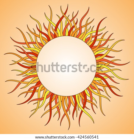 Vector Background with Hand Drawn Ethnic Sun for Your Business