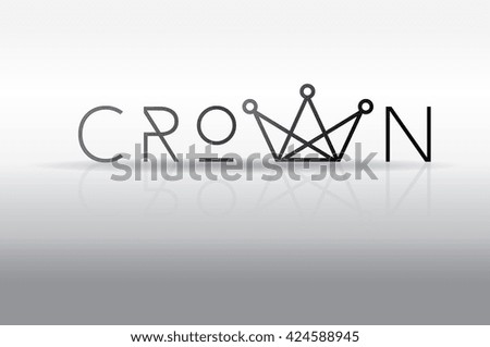Crown icon with typography. Elegant minimal style icon. Can be used as logo. Vector illustration.