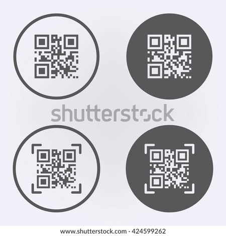 Qr code scanning icon set in circle . Vector illustration