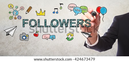 Businessman drawing Followers concept with a marker