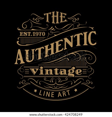 Vintage label western hand drawn antique frame typography vector illustration Royalty-Free Stock Photo #424708249