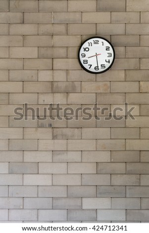 Clock analog brick wall background.
