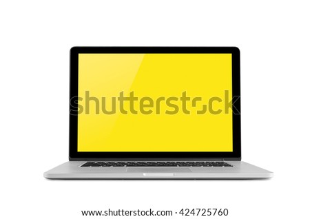 Conceptual work spacea, Laptop isolated blank screen with clipping path.