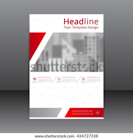 Vector design of the red and white flyer, cover and report. Vector template of brochure with place for text and place for picture for your business in A4 size.