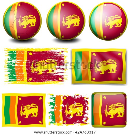 Sri Lanka flag on different objects illustration