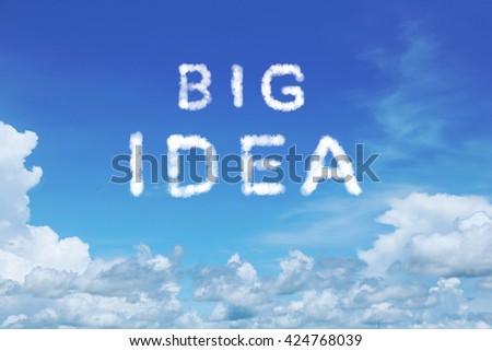 background of clear blue sky with  big idea cloud text