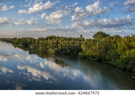 Cloud reflections on the river 