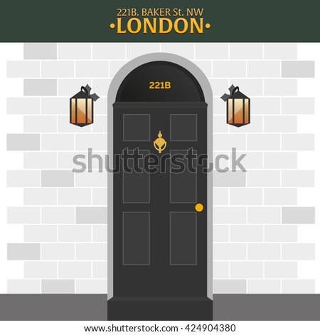 Sherlock Holmes. Detective illustration. Illustration with Sherlock Holmes. Baker street 221B. London. Big Ban Royalty-Free Stock Photo #424904380