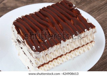 Ice cream cake with brown chocolate