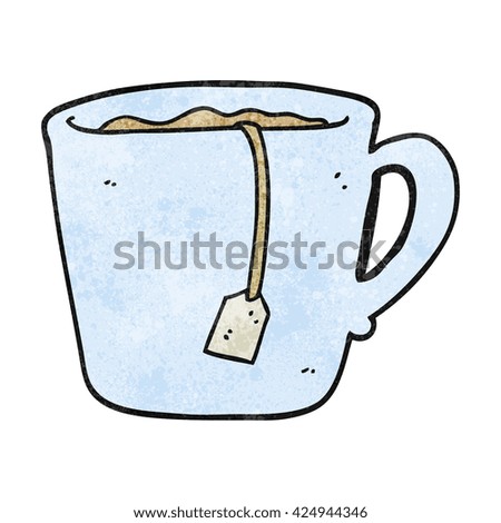 freehand textured cartoon mug of tea