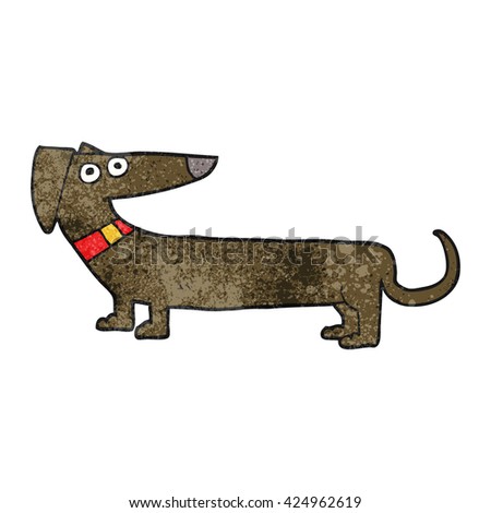 freehand textured cartoon sausage dog
