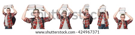 Composite photo of student with books